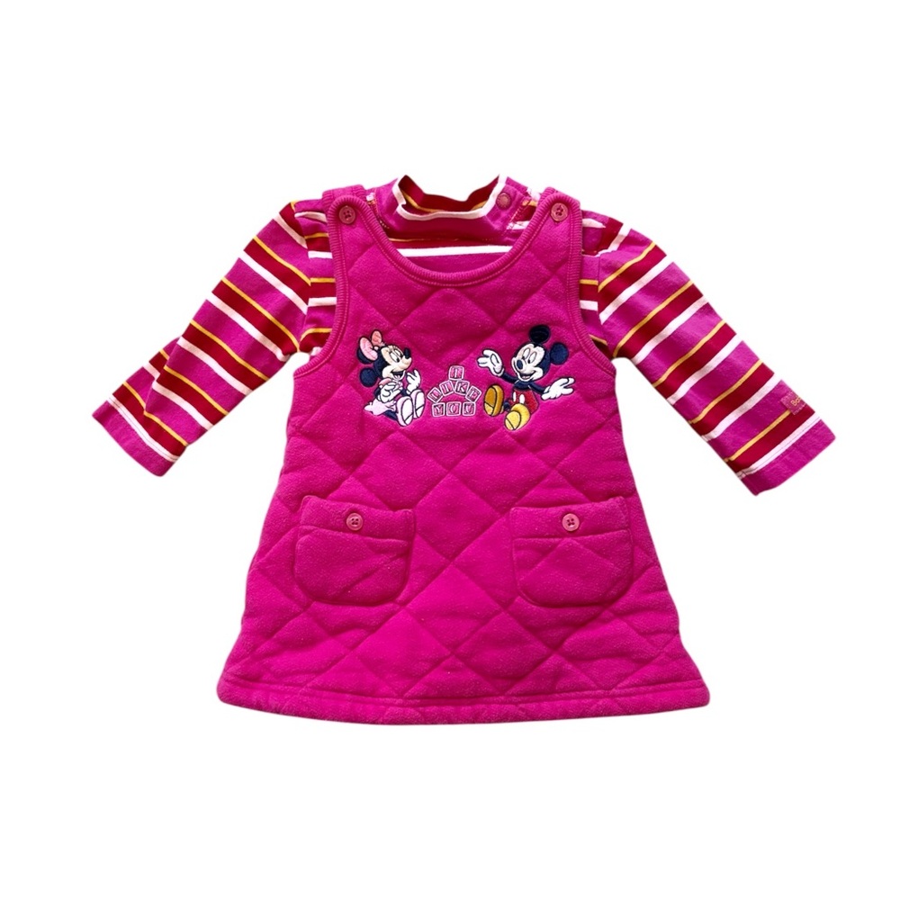 Vintage 90s Y2K Disney Mickey Minnie Quilted Jumper Onesie Set 6M
